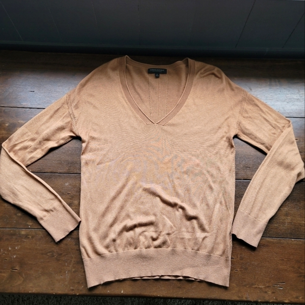 Banana Republic Silk Cashmere V Neck Dolman Sweater sz S Camel